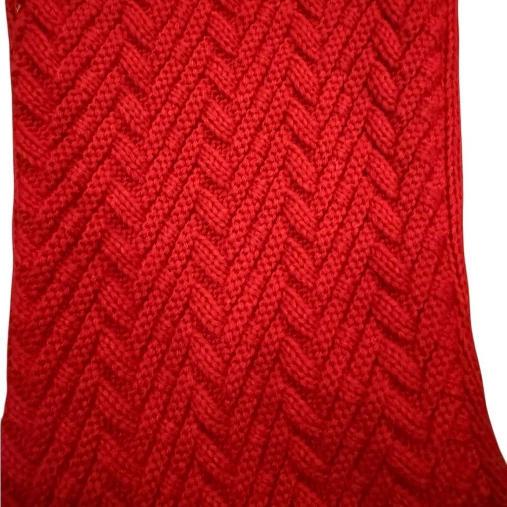 Red Knit Christmas Stocking with Initial D NWOT - Picture 3 of 4